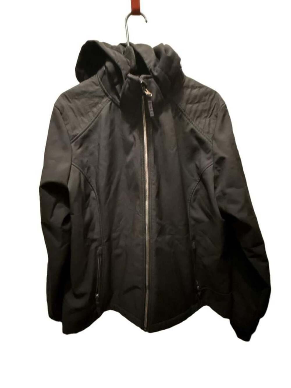 Free Country Softshell Jacket Size XL Black Hooded Quilted